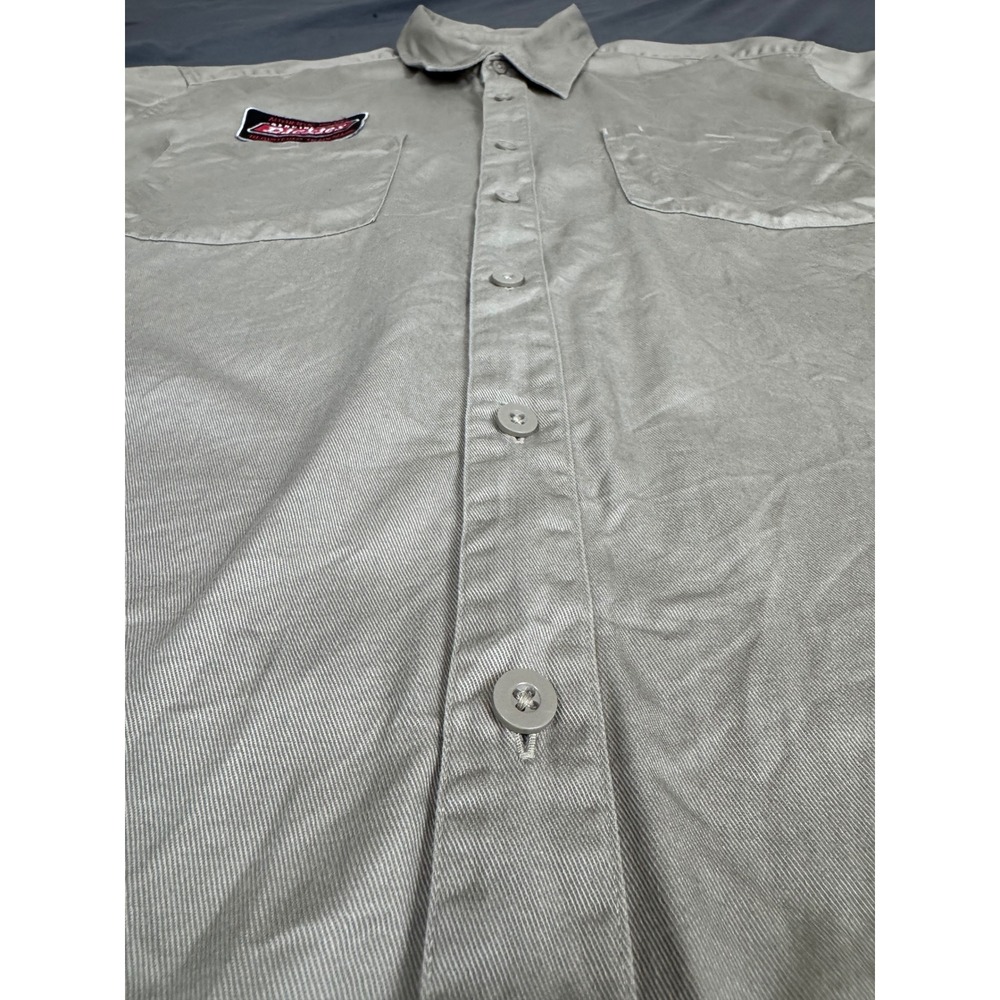 Dickies Mens XL Khaki Navy Two Tone Short Sleeve Work Shirt Cotton Button Up - Picture 11 of 15